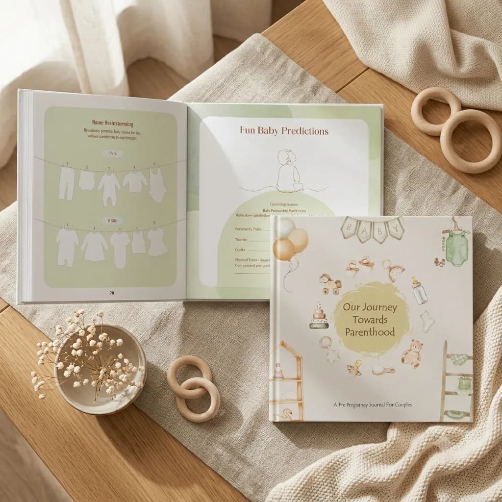 Open interior pages — Our Journey Towards Parenthood journal
