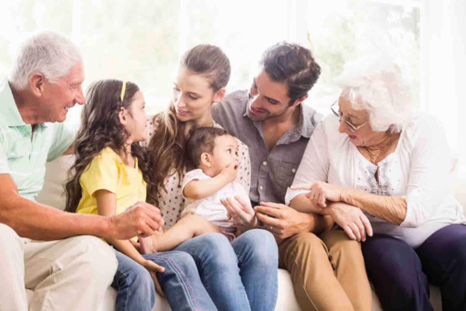 Psychologist with family conducting family therapy and family