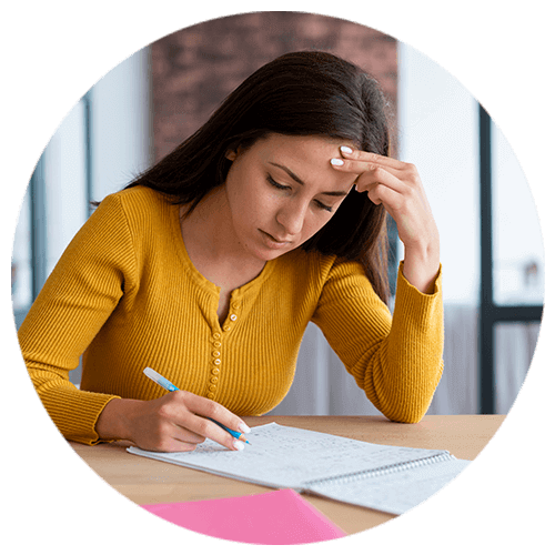Woman unable to concentrate and losing focus while doing activites in need of psychological testing